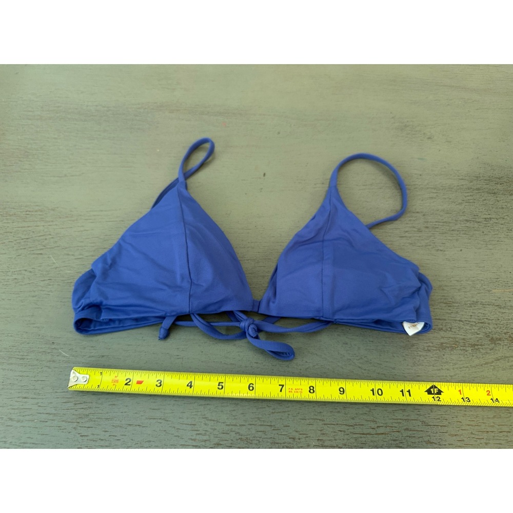 Becca by Rebecca Virtue Blue Triangle Bikini Top Front Tie Medium